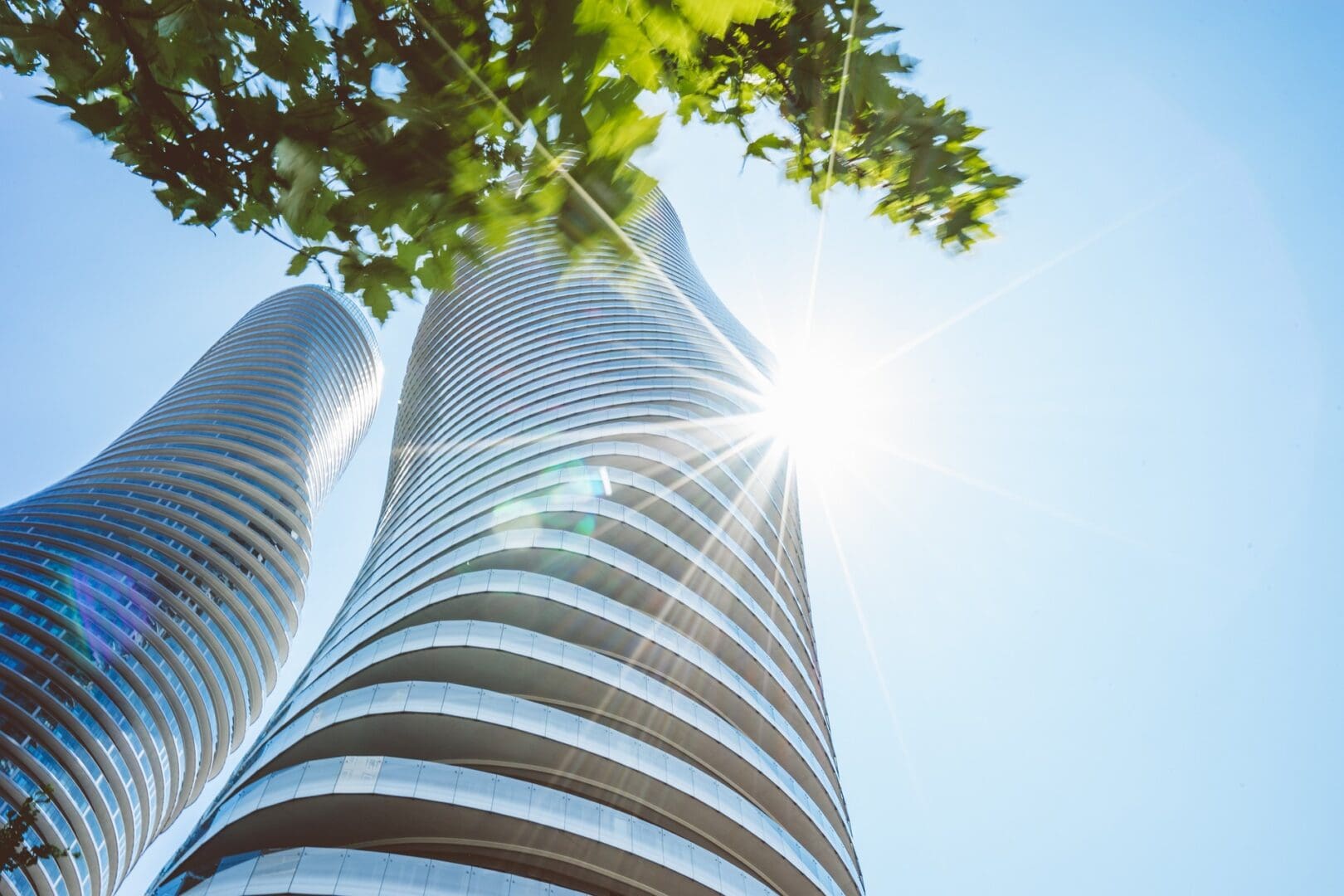 A tall building with trees in the background