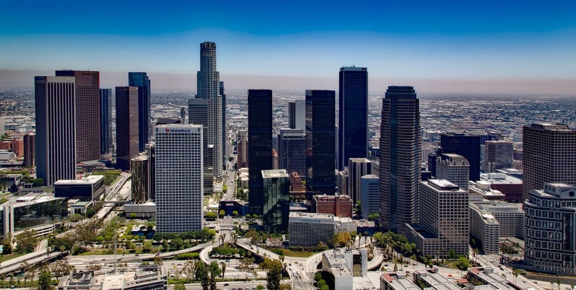 A view of the city from above.