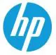 A blue and white logo of hp.