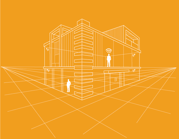 A drawing of an orange background with lines