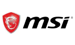 A red and black logo for msi