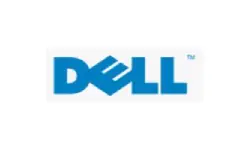 A dell logo is shown on the side of a building.