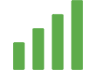 A green bar graph with four columns and one column.