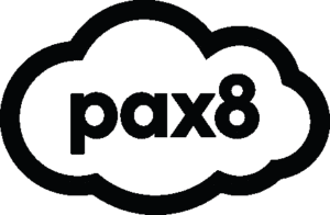 A green background with the word pax 8 in black.